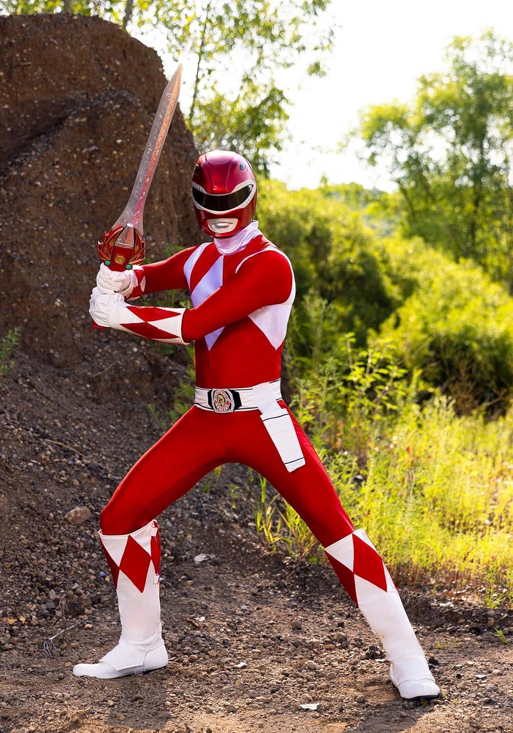 image:imageAdult Deluxe Red Ranger Costume Authentic Power Rangers Classic Red Leader Mens Jumpsuit Helmet Boot Covers Gloves