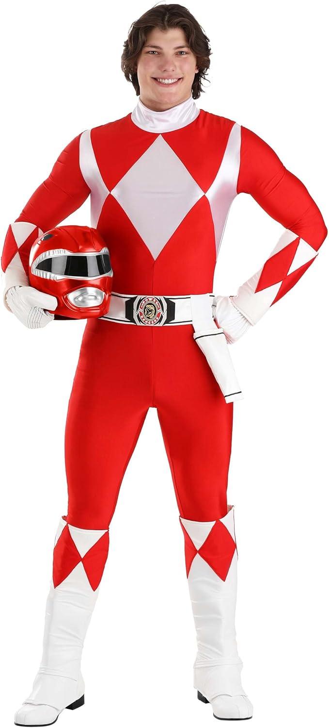 image:imageAdult Deluxe Red Ranger Costume Authentic Power Rangers Classic Red Leader Mens Jumpsuit Helmet Boot Covers Gloves