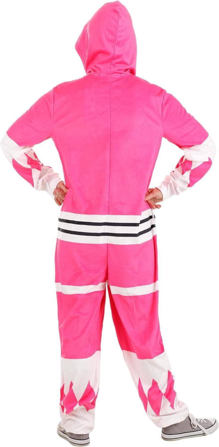 image:imagePower Rangers Pink Ranger Hooded Union Suit for Adults Plush Union Suit with Pockets