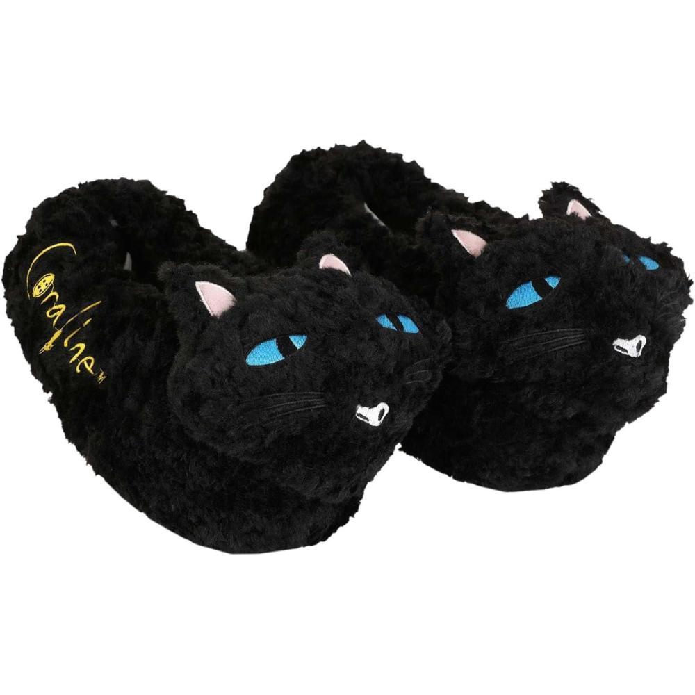 image:imageCoraline Inspired Cat Slippers for Adults with AntiSlip Soles amp Embroidered Details Officially Licensed