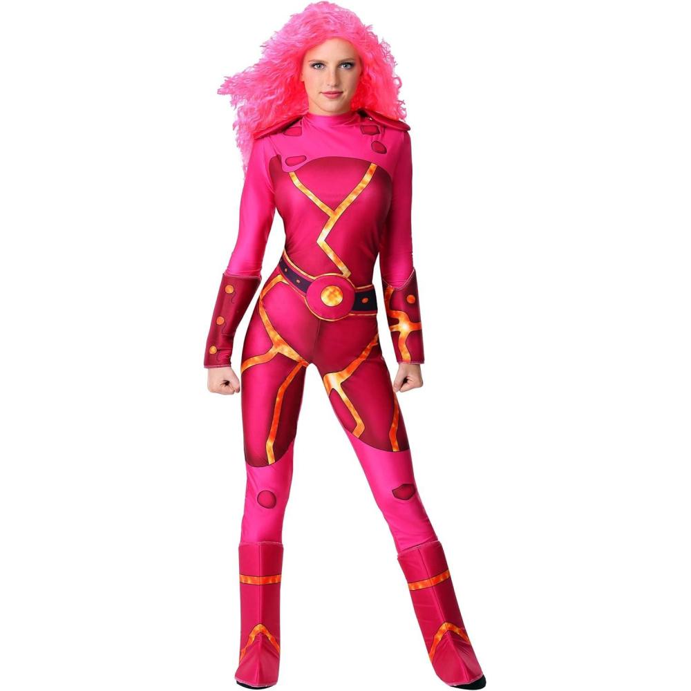 image:imageLava Girl Halloween Costume For Women Officially Licensed Outfit With Jumpsuit Gauntlets And Shoe CoversBundle W Wig