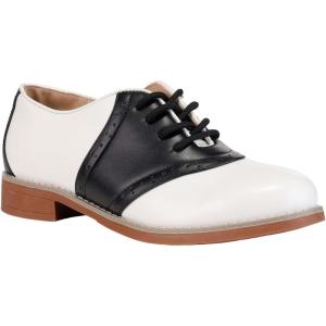 1950s Vintage Style Women’s Saddle Shoes | Black and White Lace-Up Footwear for Adult Costume or Retro Look