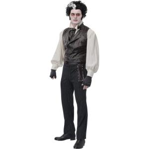 Men’s Sweeney Todd Halloween Costume | Adult Demon Barber of Fleet Street Complete Cosplay Outfit | Officially Licensed(Bundle W/ Wig)