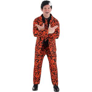 Saturday Night Live David S. Pumpkins Men’s Costume Suit with Jacket, Pants, Necktie – Officially Licensed(Orange)