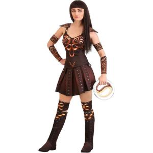 Xena Warrior Princess Women’s Costume Dress with Arm Bands, Wrist Cuffs, and Boot Covers