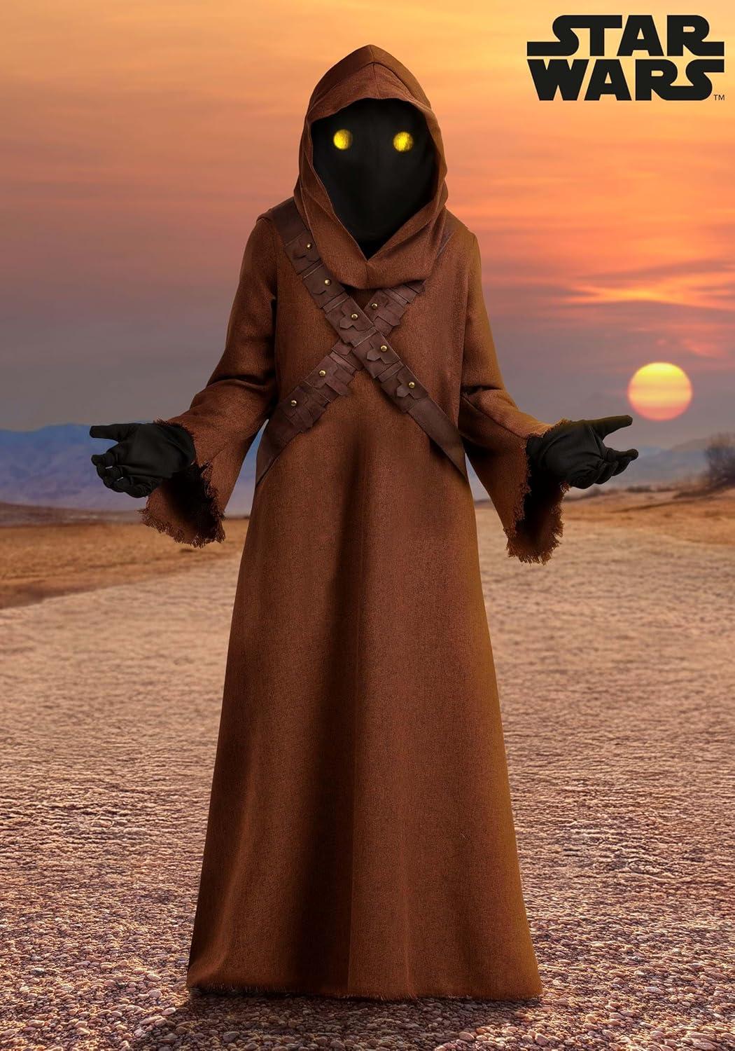 image:imageDeluxe Star Wars Jawa Costume for Kids Includes Tunic Hood Belts Gloves amp Light Up Eye Glasses for Halloween Cosplay