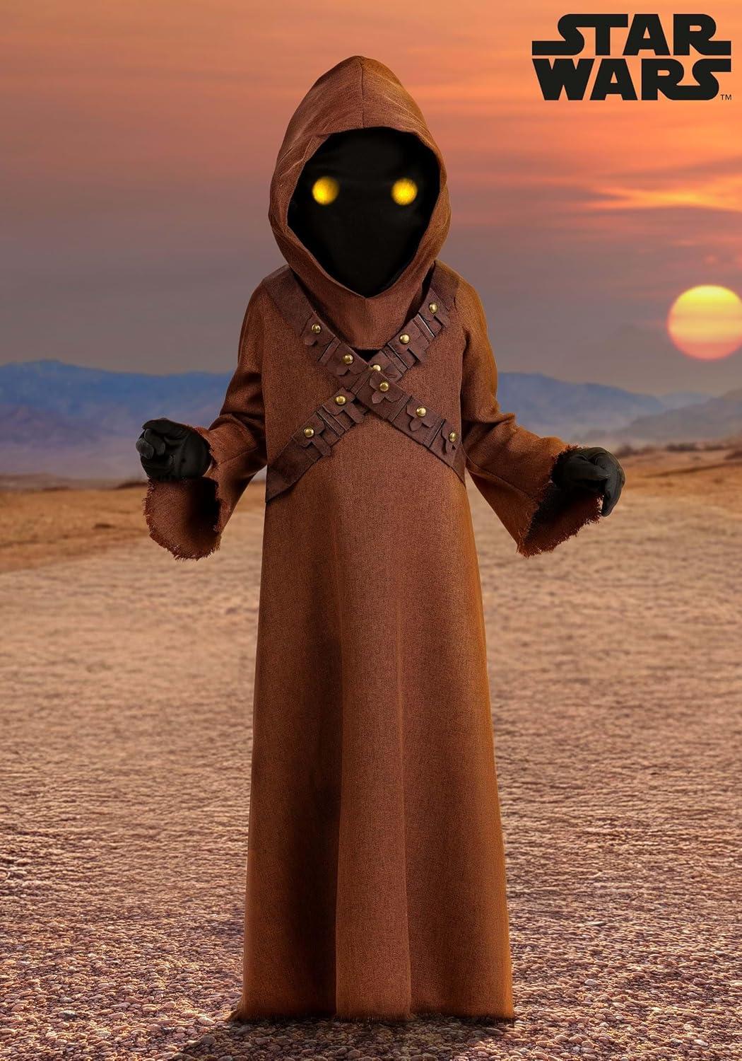 image:imageDeluxe Star Wars Jawa Costume for Toddlers Includes Tunic Hood Belts Gloves amp Light Up Eye Glasses for Halloween Cosplay