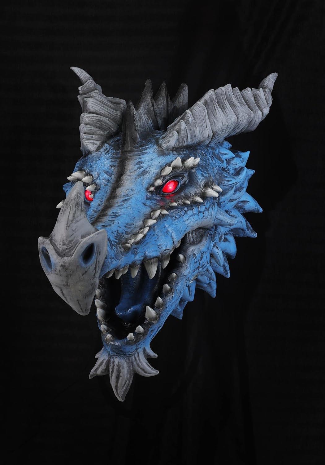 image:imageFun Costumes Blue Dragons Head Actormatronic Interactive Halloween Animatronic Decoration with LightUp Eyes Roaring Sound amp Fog Effect