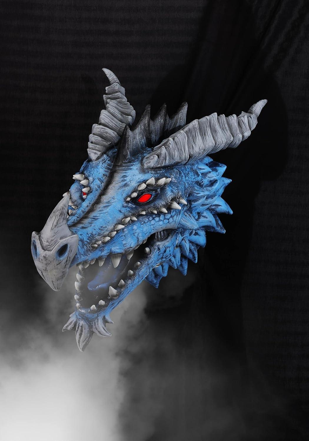 image:imageFun Costumes Blue Dragons Head Actormatronic Interactive Halloween Animatronic Decoration with LightUp Eyes Roaring Sound amp Fog Effect