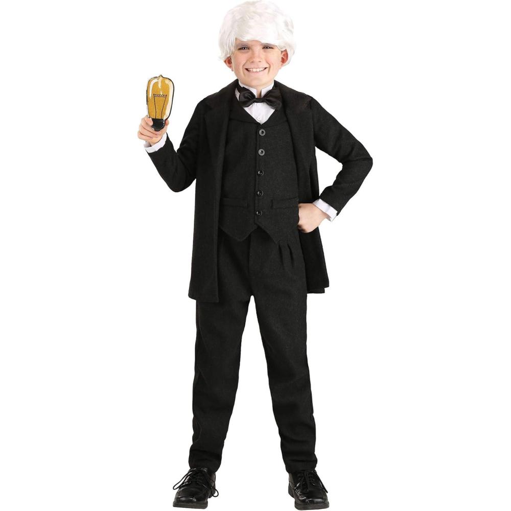image:imageThomas Edison Costume For Kids Inventor Suit with Jacket Pants Light Bulb Prop And Vest With Attached Collar And Bowtie