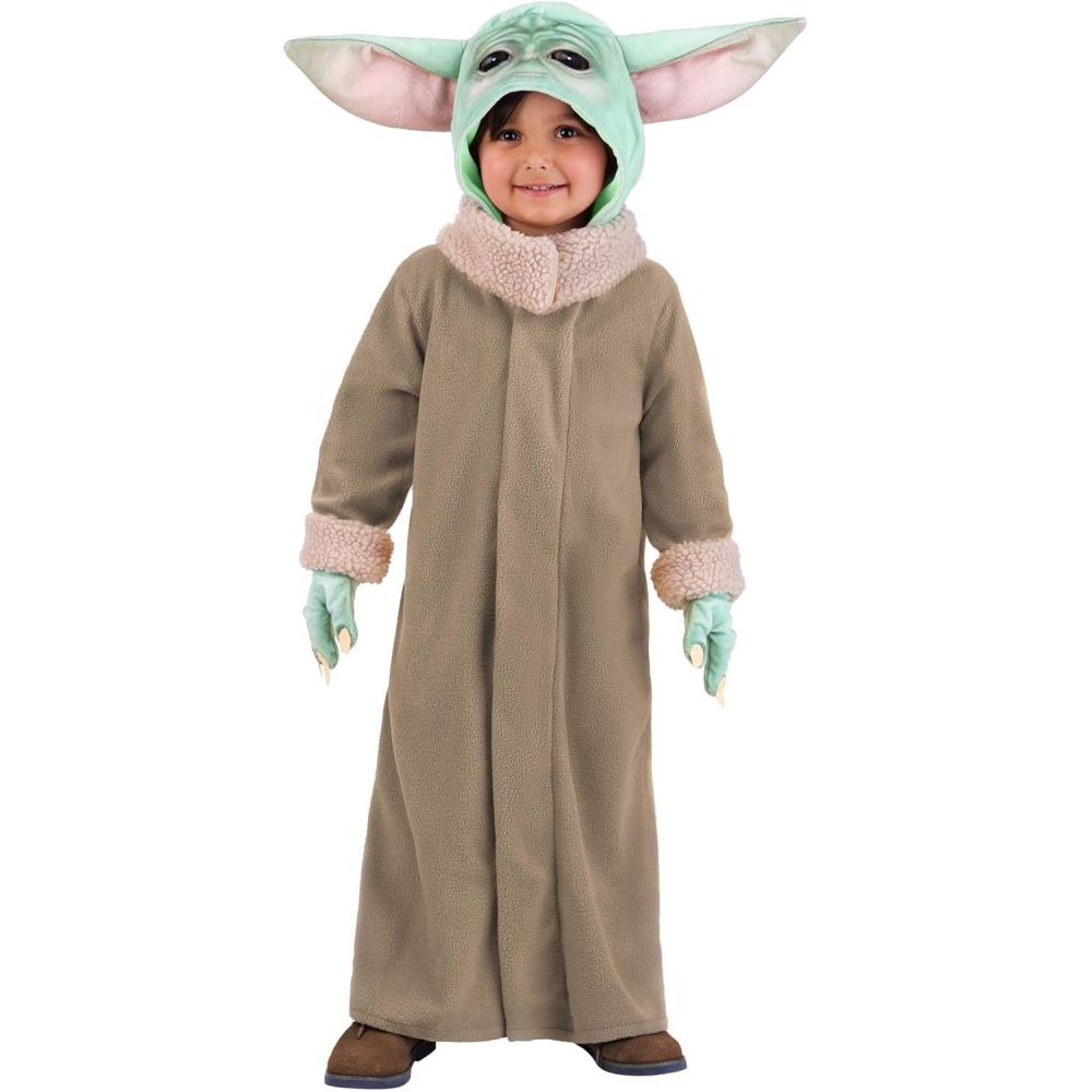 image:imageToddler Grogu Costume Kids Deluxe Star Wars Tunic with Gloves Plush Hood and Ears for Halloween Adventures