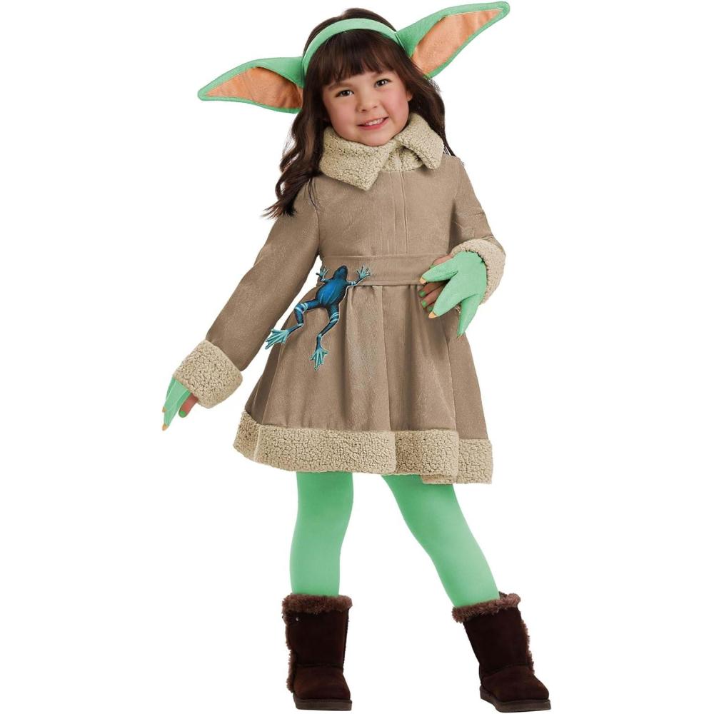image:imageToddler Star Wars Grogu Costume Dress with Headband and Frog Accessory  Perfect Green Sidekick for Halloween Cosplay