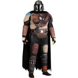 Deluxe Mandalorian Plus Size Men’s Costume | Adult Star Wars Jumpsuit, Armor, Cape, Mask, Belt, Gloves, and More