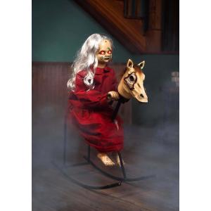 Fun Costumes 3.5FT Rocking Zombie Doll Animatronic | Creepy Moving Doll with Glowing Eyes and Eerie Sounds Decoration
