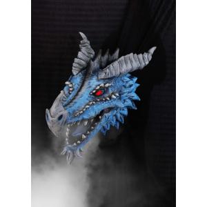 Fun Costumes Blue Dragon’s Head Actor-matronic | Interactive Halloween Animatronic Decoration with Light-Up Eyes, Roaring Sound & Fog Effect
