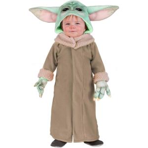 Infant Grogu Costume | Baby Yoda Star Wars Outfit with Fleece Tunic and Plush Hood Perfect for Halloween Party