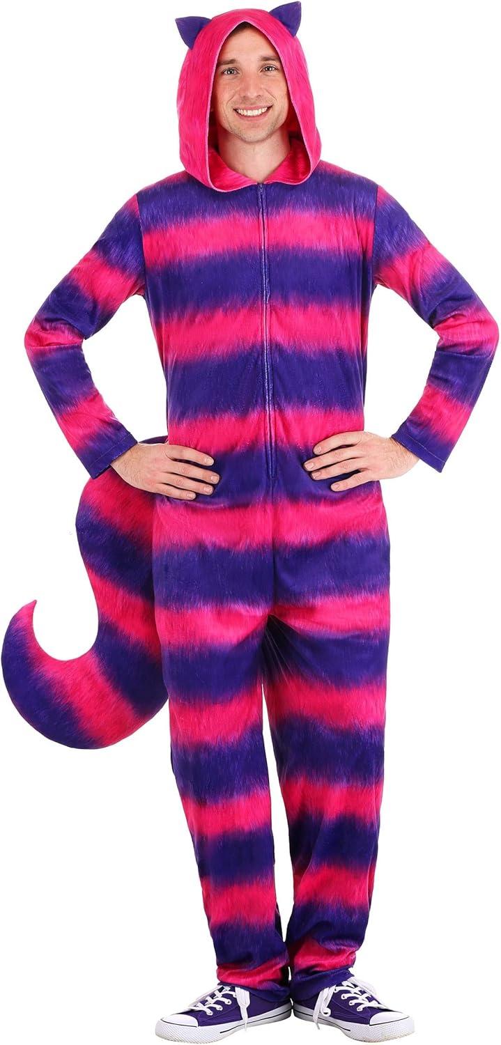 image:imageAdult Cheshire Cat Onepiece Womens Mysterious Grinning Cat Halloween Costume Purple and Pink Animal Bodysuit