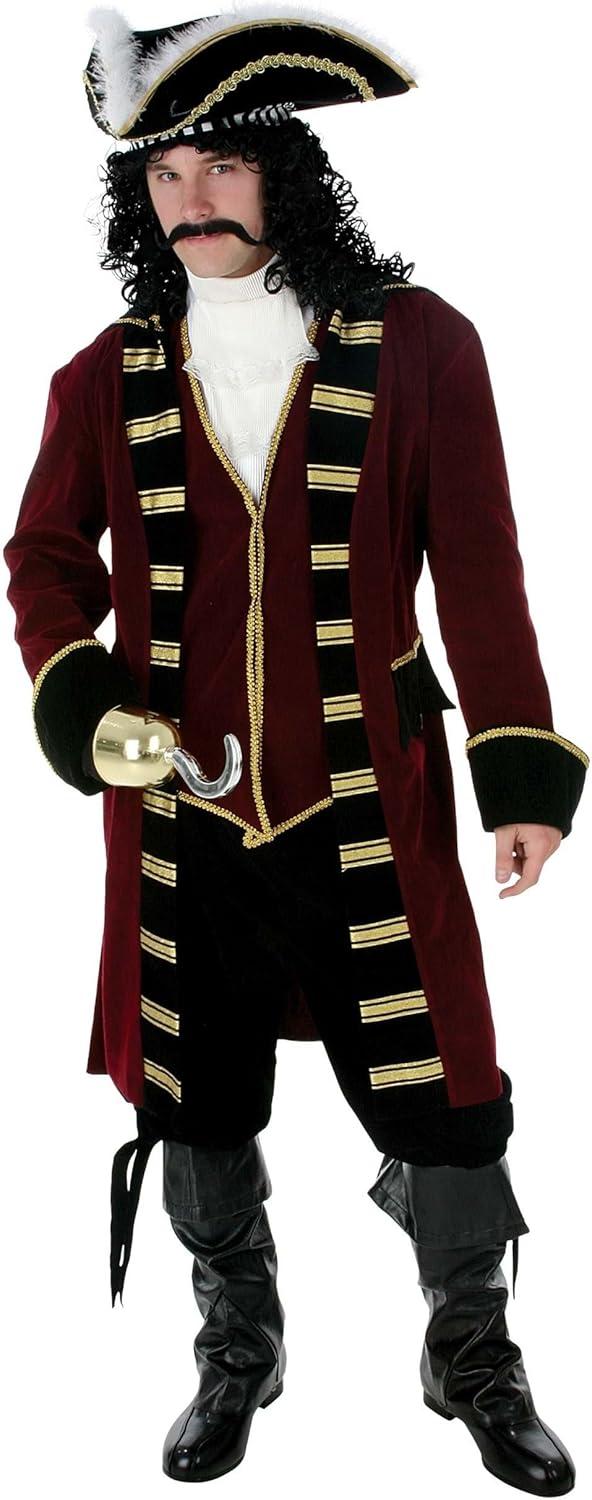 image:imageAdult Deluxe Captain Hook Costume Mens Maroon Fancy Pirate Neverland Halloween Outfit