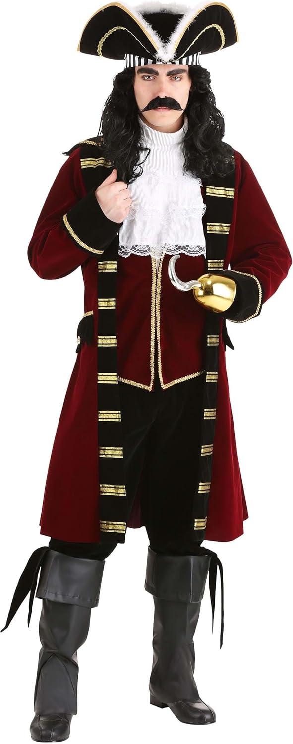 image:imageAdult Deluxe Captain Hook Costume Mens Maroon Fancy Pirate Neverland Halloween Outfit