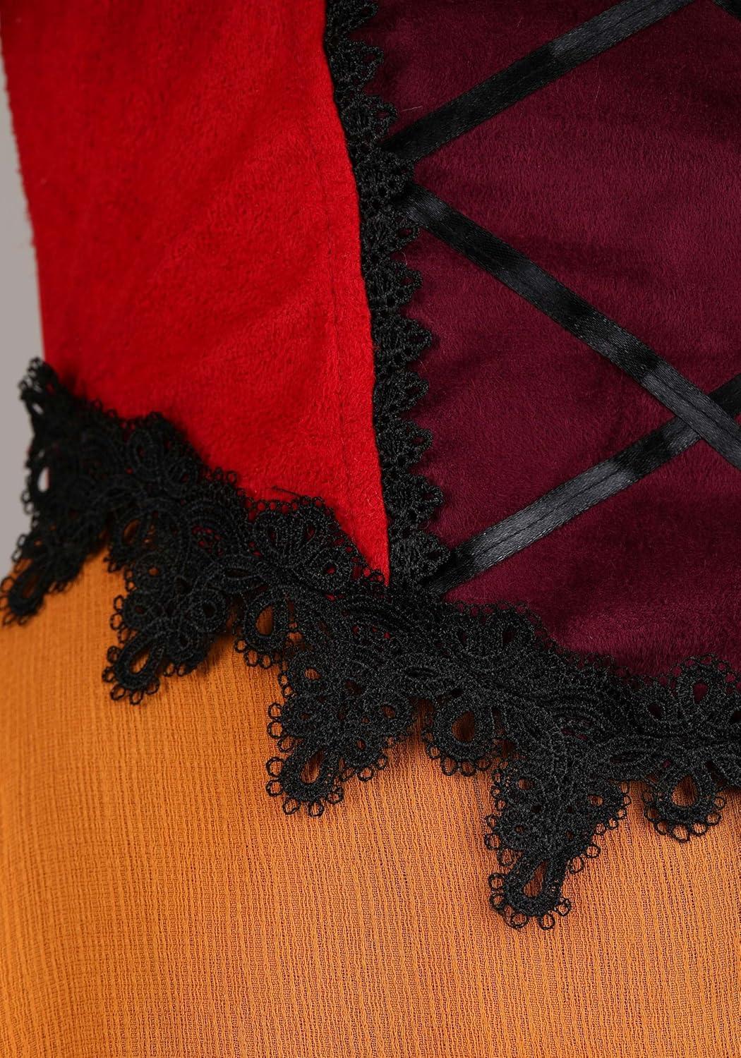 image:imageWomens Autumn Harvest Witch Costume Adult Fall Colors Witchy Halloween Outfit Red Dress with Pointed Hat