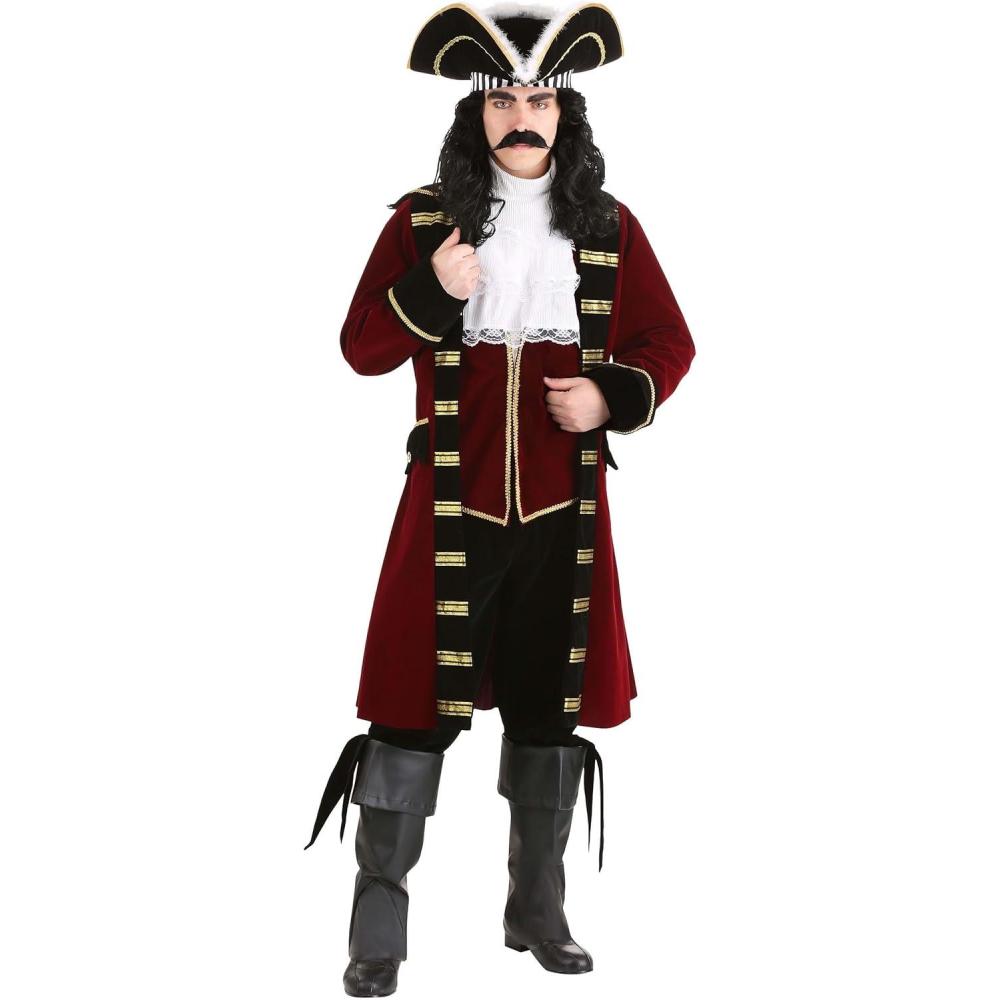 image:imageAdult Deluxe Captain Hook Costume Mens Maroon Fancy Pirate Neverland Halloween Outfit