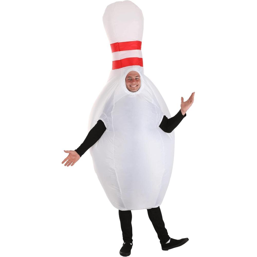 image:imageInflatable Bowling Pin Halloween Costume for Adults Bodysuit with Attached Fan and Zipper Closure
