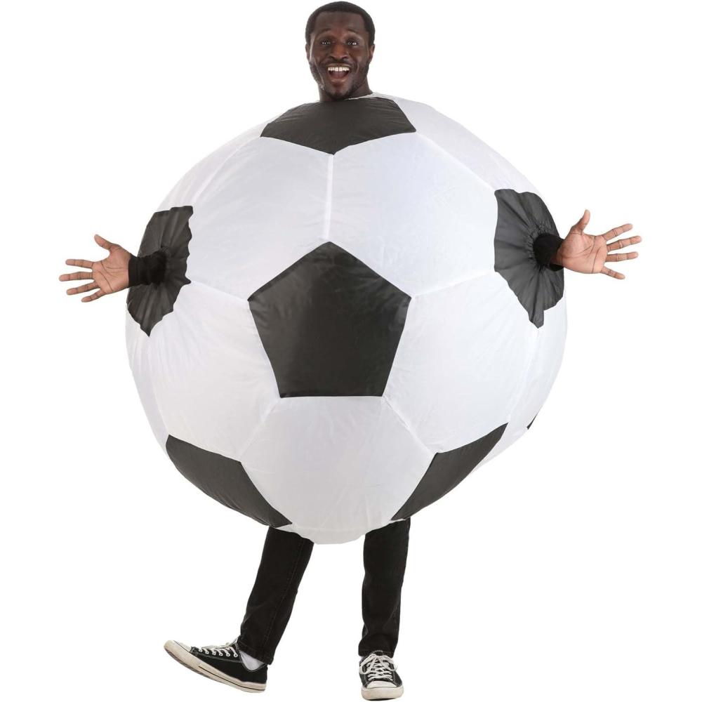 image:imageInflatable Soccer Ball Costume for Adults  Bodysuit with Fan and Battery Pack