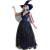 image:imageAdult Witch Costume  Sparkly Blue Sorceress Dress Halloween Outfit with Witch Hat and Shimmering Star Details