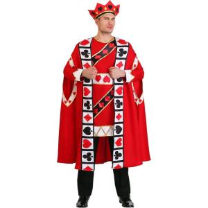 Adult King of Hearts Costume with Tunic, Robe & Foam Crown, Trimmed with Gold Piping