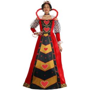 Adult Queen Of Hearts Costume | Velvet Royal Dress, Alice In Wonderland Monarchy Red Women’s Outfit