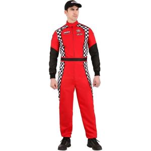 Adult Swift Racer Halloween Outfit | Race Car Driver Costume Jumpsuit with Hat