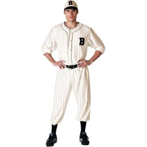 Adult Vintage Baseball Player Costume, Retro Sports Uniform for Athletes, Cosplay, Dress Up & Halloween(Bundle With Bat)