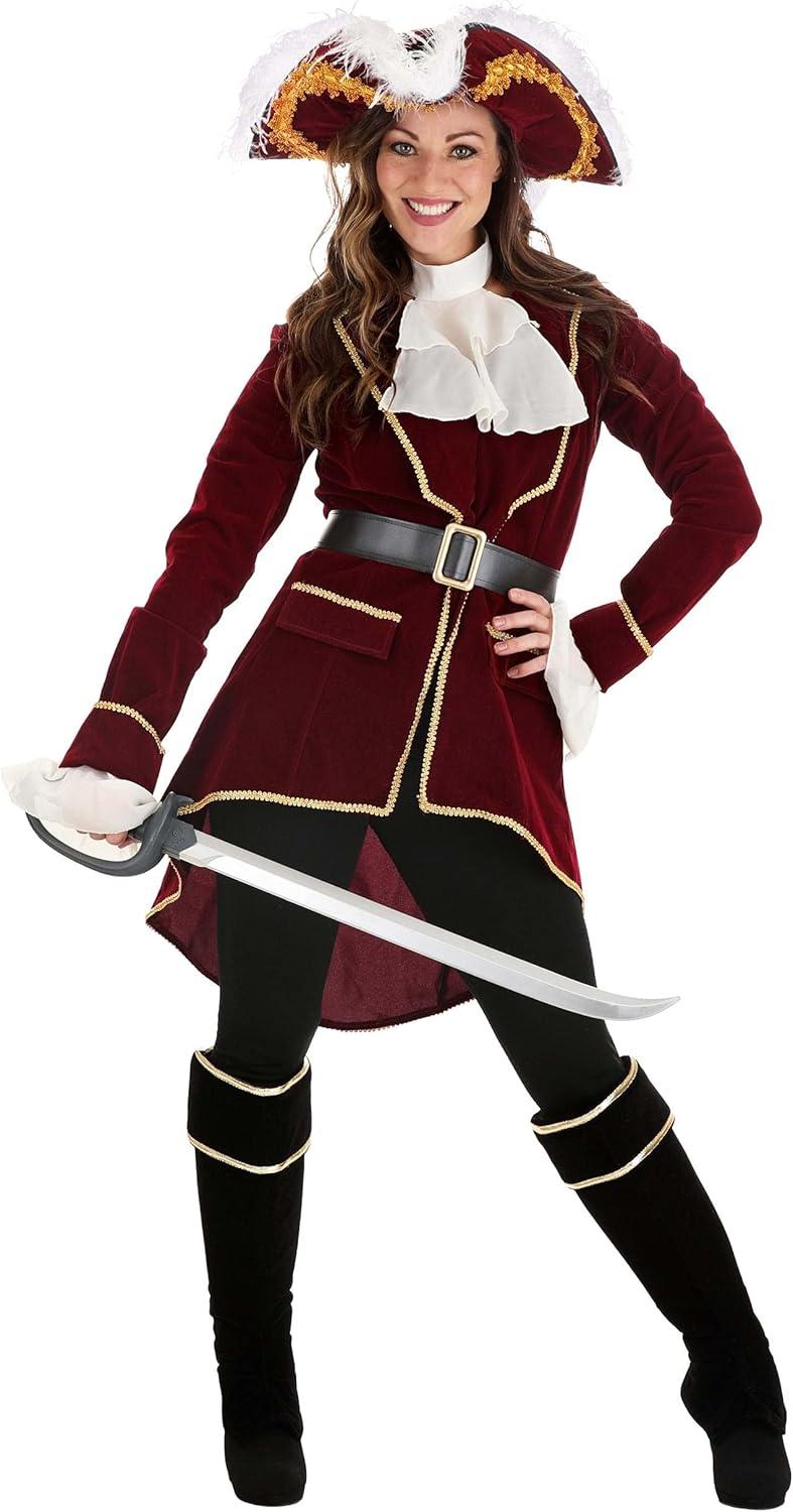 image:imageAdult Captain Hook Costume Womens Neverland Fancy Maroon Pirate Halloween OutfitCostume