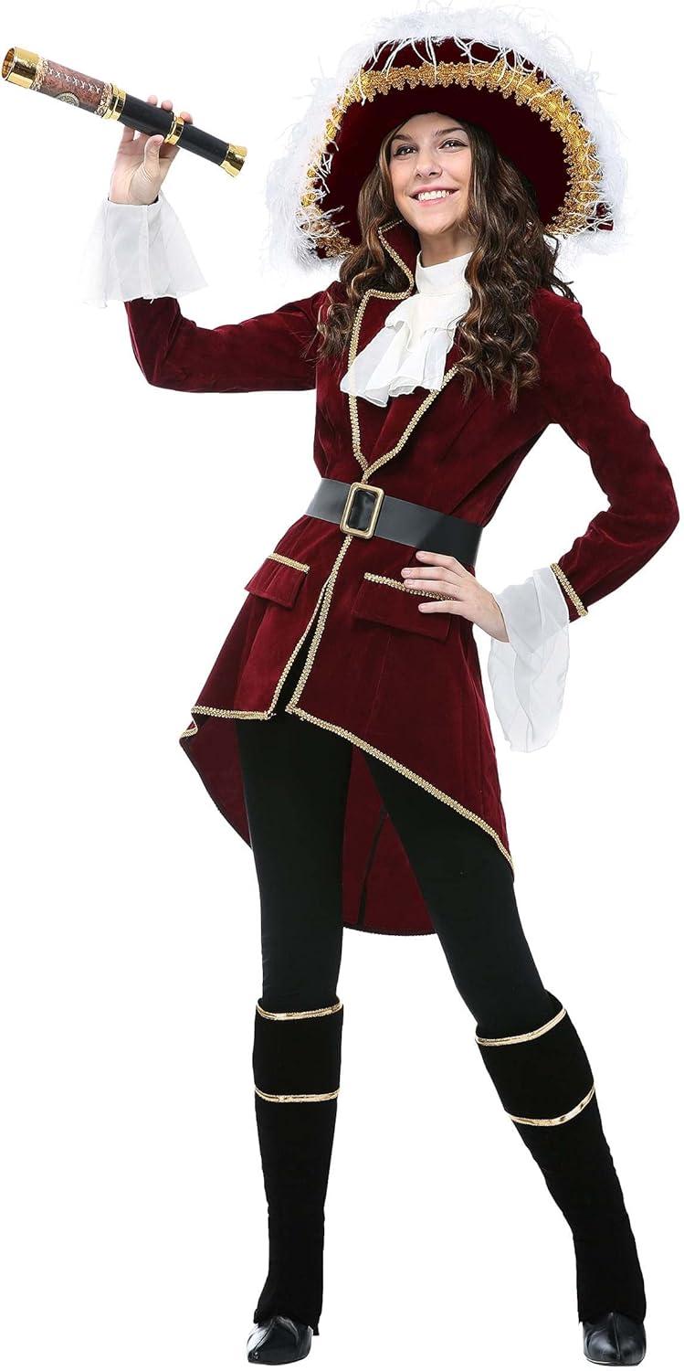 image:imageAdult Captain Hook Costume Womens Neverland Fancy Maroon Pirate Halloween OutfitCostume