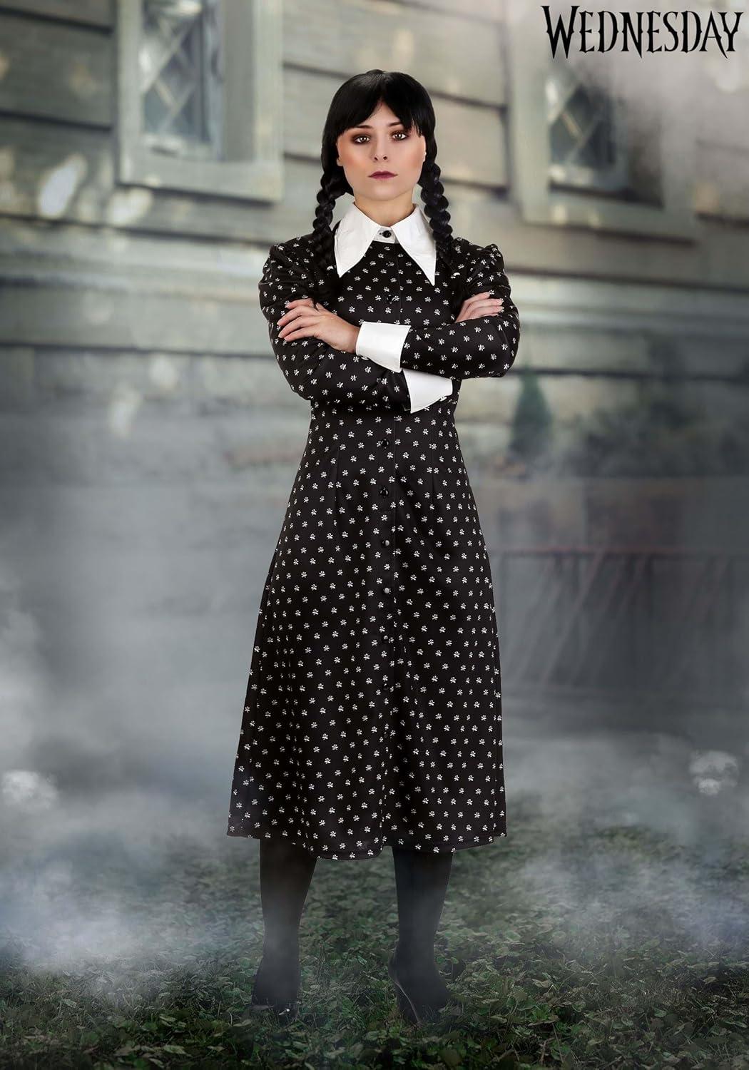 image:imageAdult Wednesday Addams Polka Dot Costume for Women Halloween Party Outfit Gothic Movie amp TV Show Character Dress