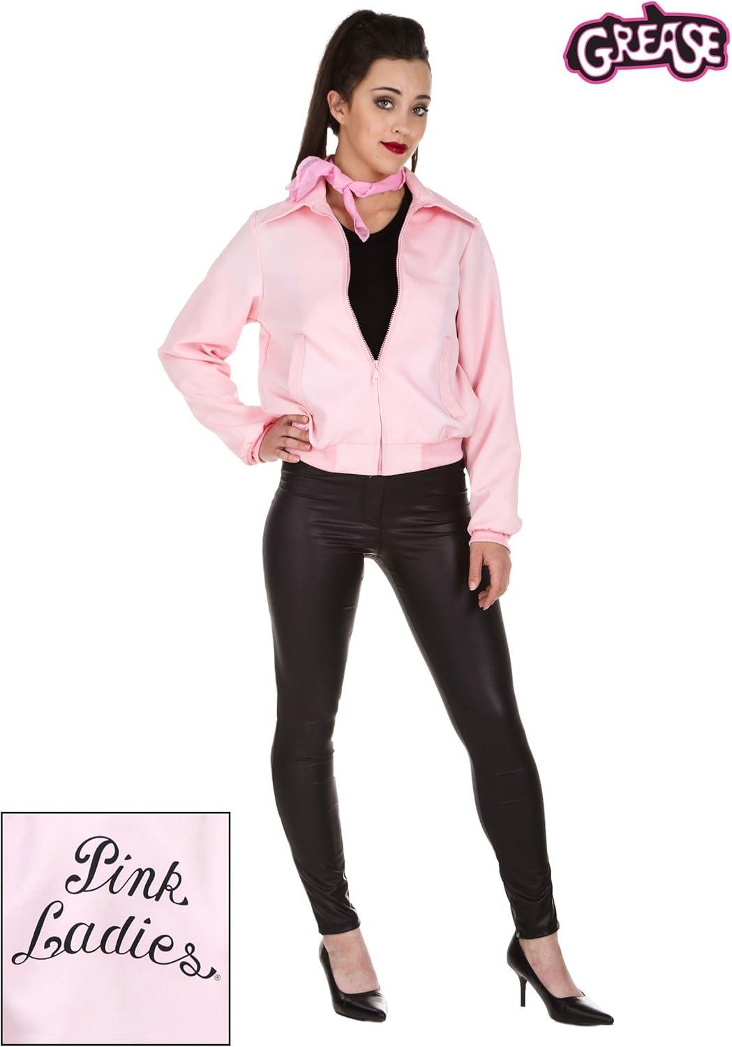 image:imageDeluxe Pink Ladies Jacket Adult Grease Costume Womens 50s Sock Hop Movie Attire Includes Neck ScarfPink