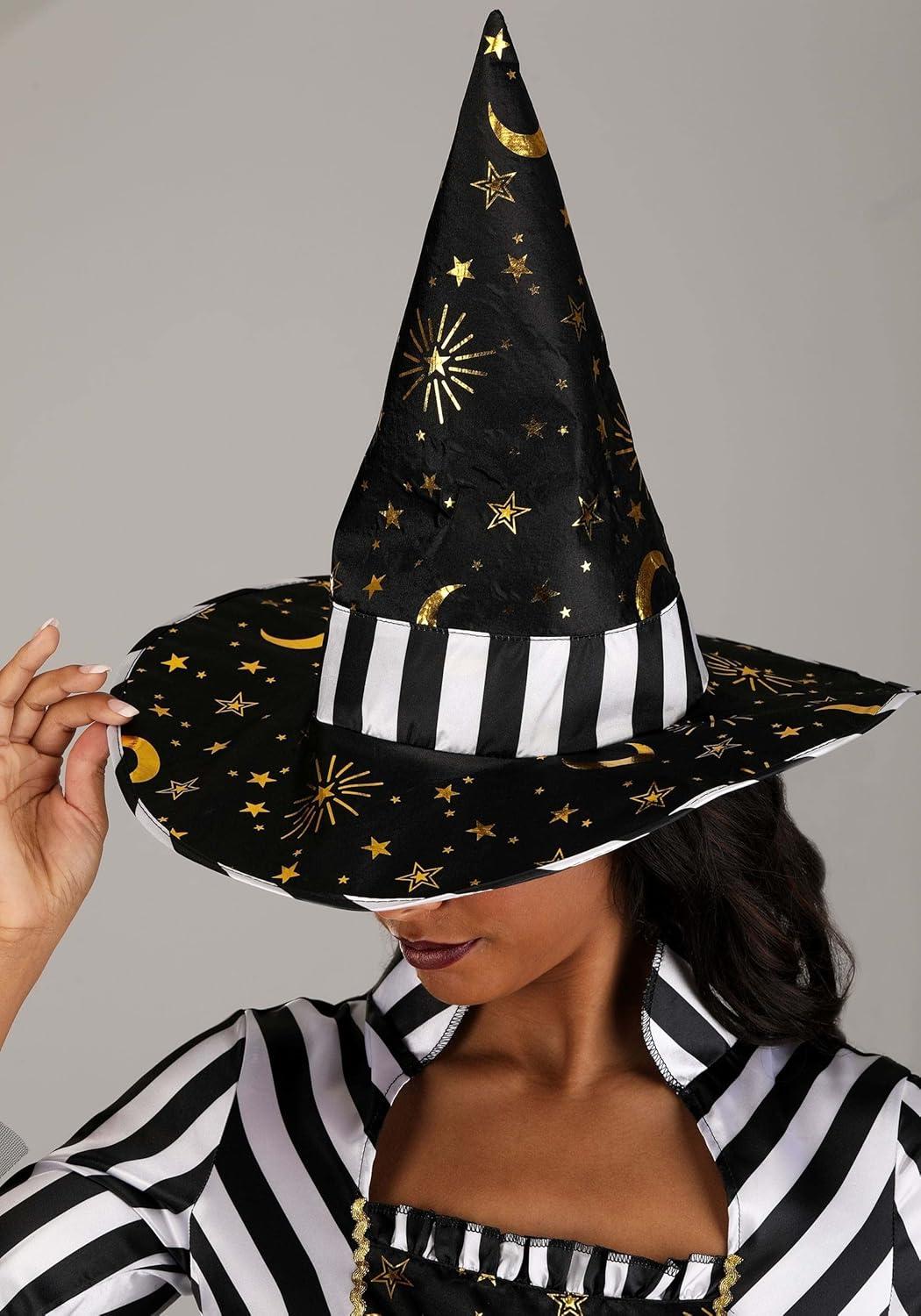 image:imageEnchanting Rococo Witch Costume for Women Adult Moon amp Star Witch Dress amp Hat Black amp White Witch Outfit