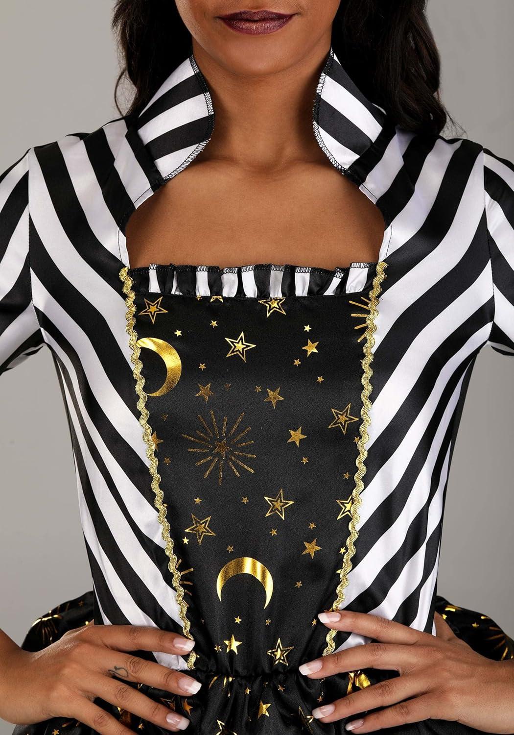 image:imageEnchanting Rococo Witch Costume for Women Adult Moon amp Star Witch Dress amp Hat Black amp White Witch Outfit