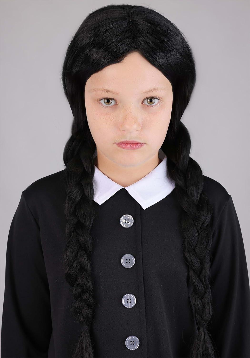 image:imageGirls Addams Family Wednesday Costume Black Dress with White Collar and Cuffs Classic TV Character Outfit