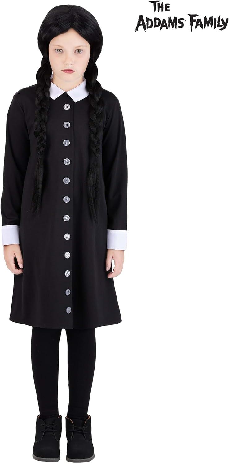 image:imageGirls Addams Family Wednesday Costume Black Dress with White Collar and Cuffs Classic TV Character Outfit