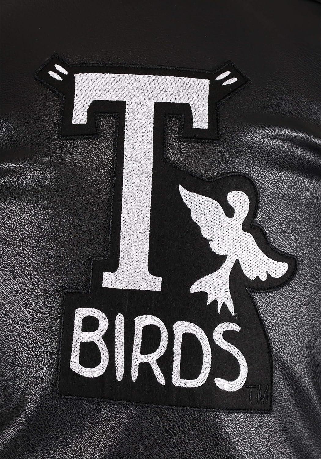 image:imageGrease Adult TBirds Embroidered Jacket Costume Mens Black 50s Pleather Biker JacketCostume
