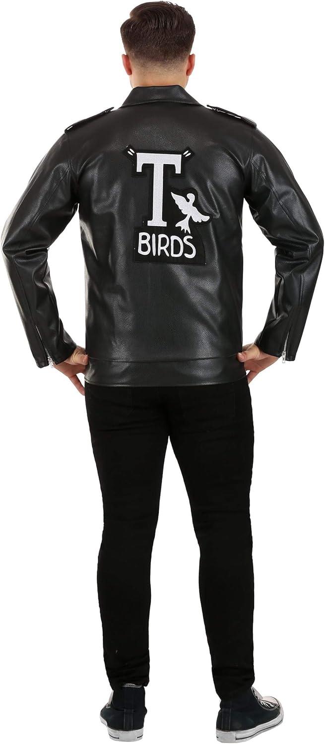 image:imageGrease Adult TBirds Embroidered Jacket Costume Mens Black 50s Pleather Biker JacketCostume
