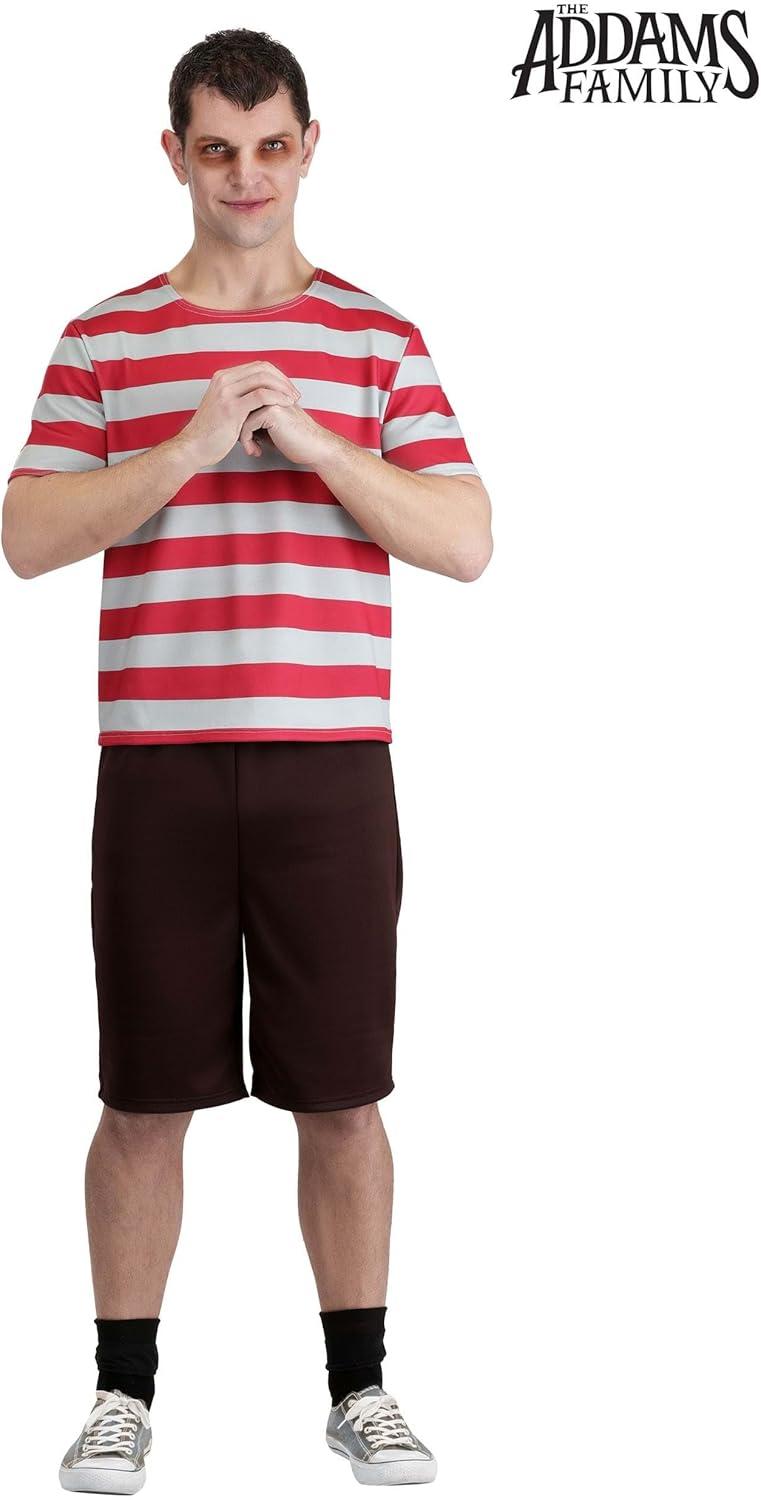 image:imageMens Addams Family Pugsley Costume Adult Striped Shirt with Shorts for Halloween Cosplay