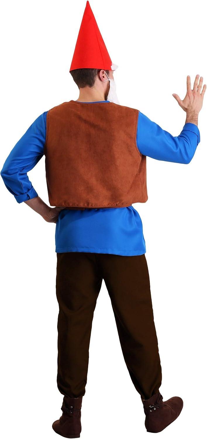 image:imageMens Gnome Costume with Tunic Faux Leather Vest Red Hat with Eyebrows amp Beard with Mustache Adjustable Belt