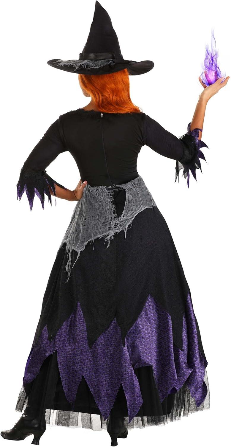 image:imageMidnight Purple Witch Womens Costume AnkleLength Gown Tattered Sleeves Cheesecloth Skirt Witch Hat