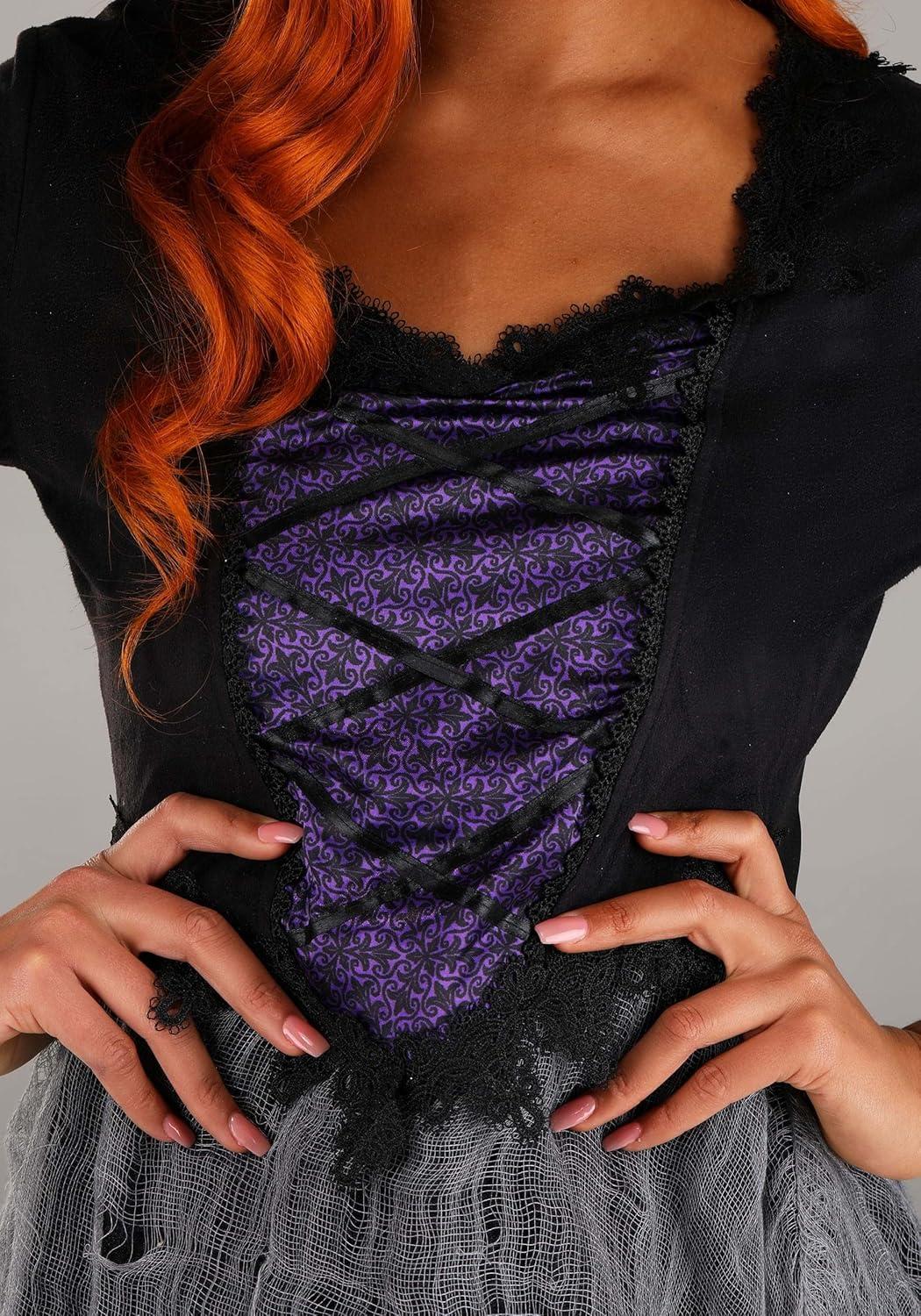 image:imageMidnight Purple Witch Womens Costume AnkleLength Gown Tattered Sleeves Cheesecloth Skirt Witch Hat