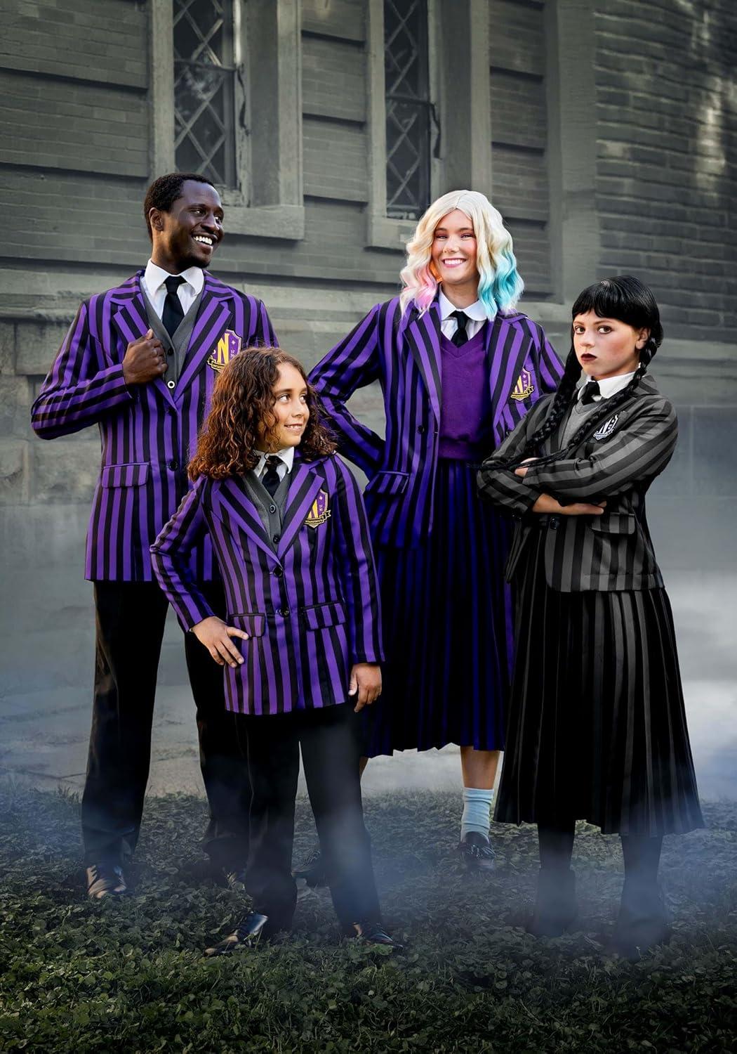 image:imageNevermore Academy Wednesday Addams Costume for Girls with Blazer Shirt Vest Skirt and Tie Halloween Uniform Outfit