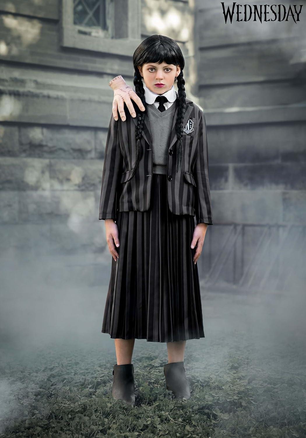 image:imageNevermore Academy Wednesday Addams Costume for Girls with Blazer Shirt Vest Skirt and Tie Halloween Uniform Outfit