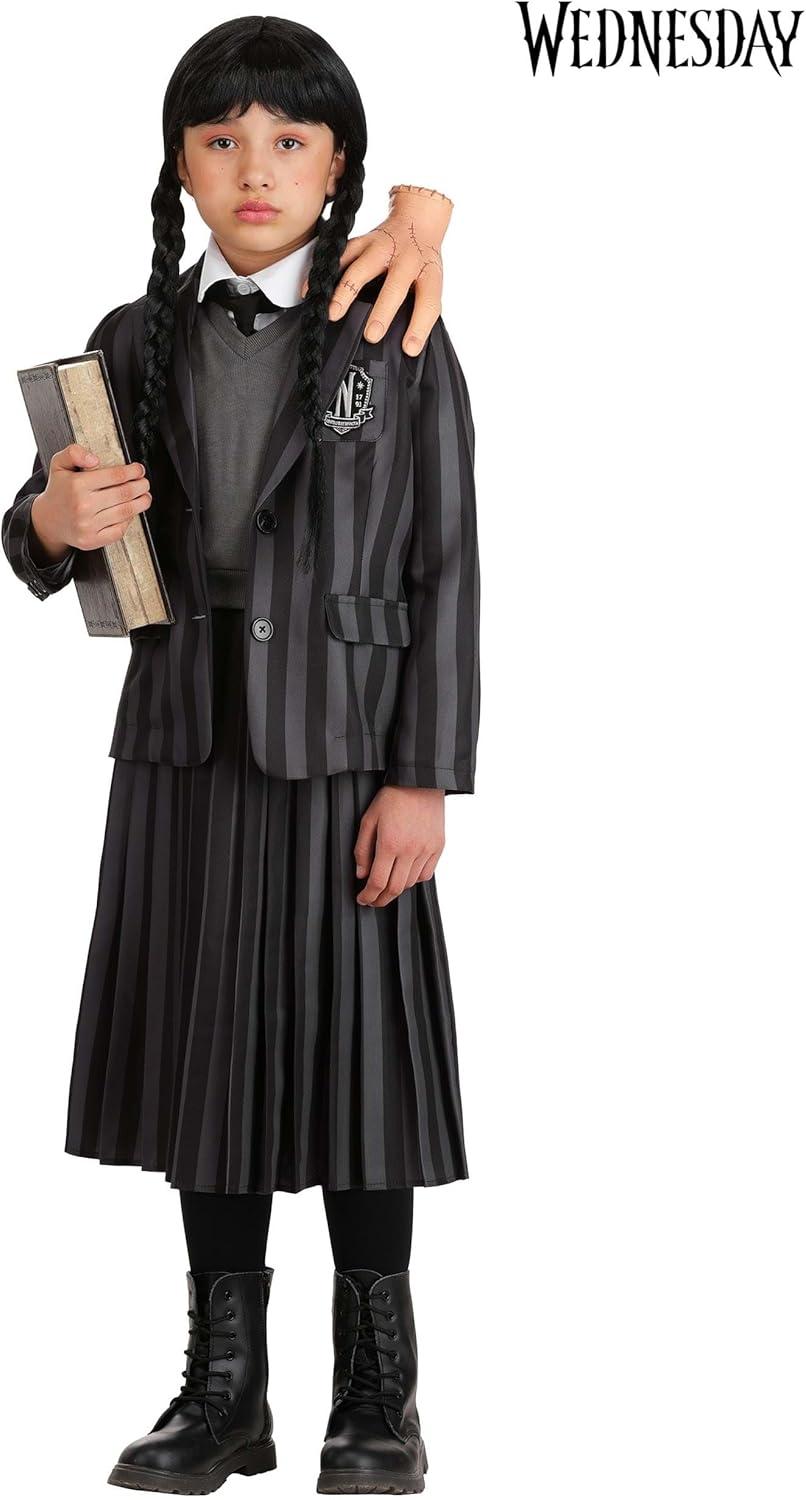 image:imageNevermore Academy Wednesday Addams Costume for Girls with Blazer Shirt Vest Skirt and Tie Halloween Uniform Outfit