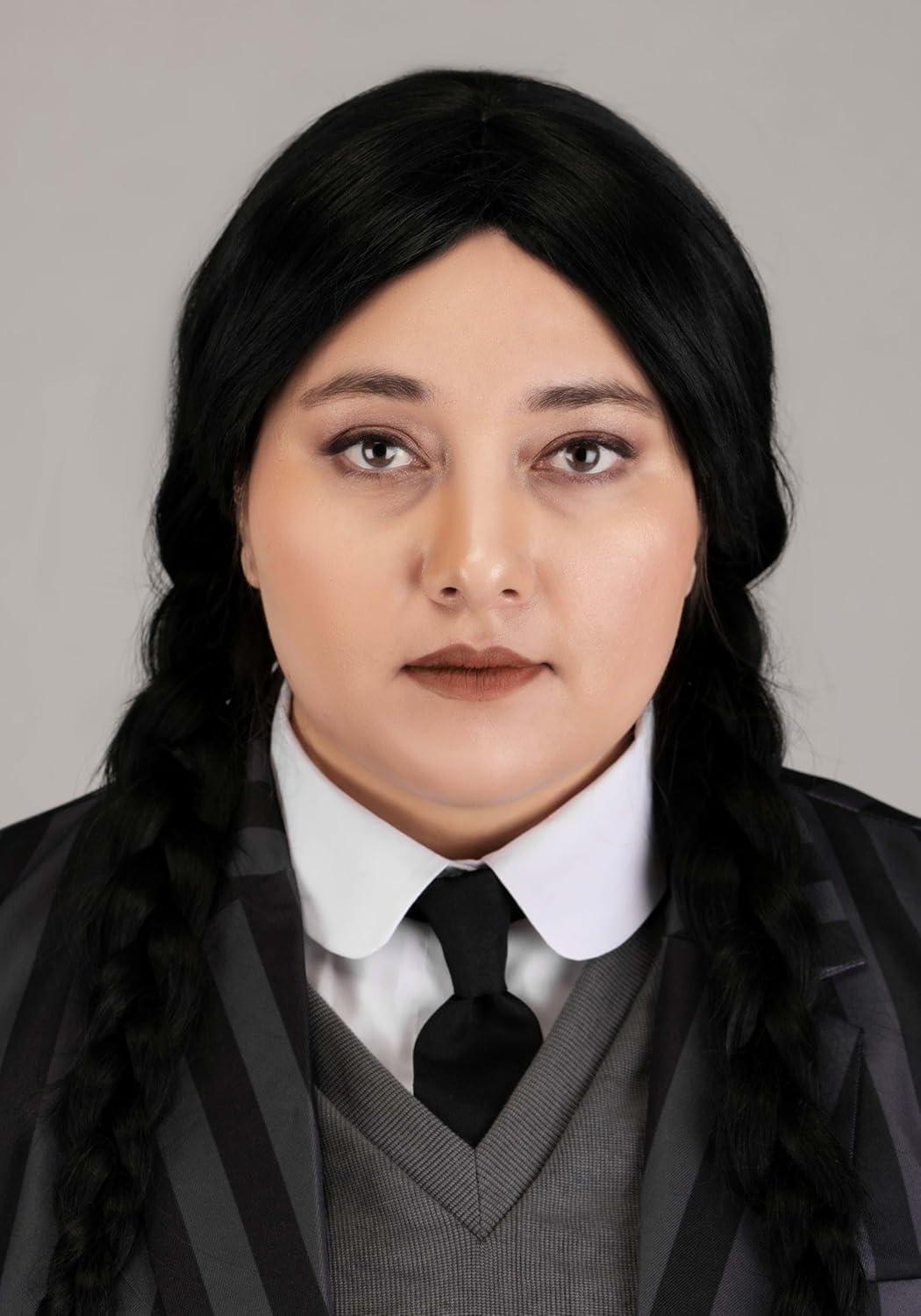 image:imageNevermore Academy Wednesday Addams Costume for Plus Size Women with Blazer and Accessories Halloween Uniform Outfit